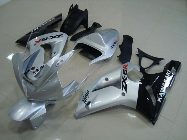 Argento Nero Carene Kawasaki ZX6R 2003-2004 Argento Nero Carene Kawasaki ZX6R 2003-2004