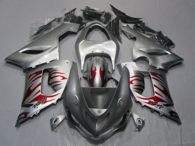 Argento Rosso Fiamma Ninja Carene Kawasaki ZX6R 2005-2006 Argento Rosso Fiamma Ninja Carene Kawasaki ZX6R 2005-2006