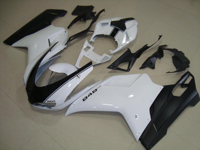 Bianco Nero Opaco Carene Ducati 848 1098 1198 2007-2014 Bianco Nero Opaco Carene Ducati 848 1098 1198 2007-2014