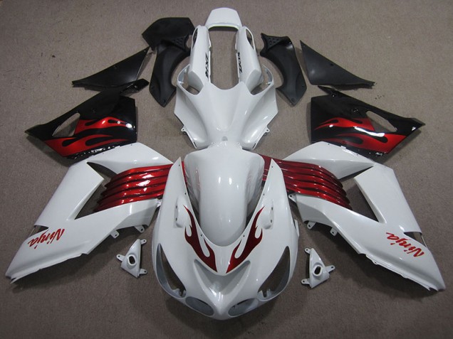 Bianco Rosso Ninja Carene Kawasaki ZX14R ZZR 1400 2006-2011 Bianco Rosso Ninja Carene Kawasaki ZX14R ZZR 1400 2006-2011