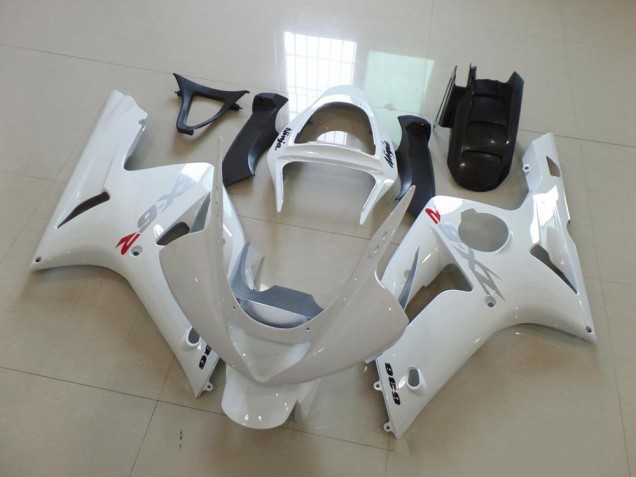 Bianco con Argento Decalcomanie Carene Kawasaki ZX6R 2003-2004 Bianco con Argento Decalcomanie Carene Kawasaki ZX6R 2003-2004