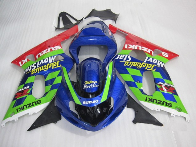 Blu Verde Rosso Telefumia Movistar Carene Suzuki GSXR 600 K1 K2 K3 2001-2003 Blu Verde Rosso Telefumia Movistar Carene Suzuki GSXR 600 K1 K2 K3 2001-2003