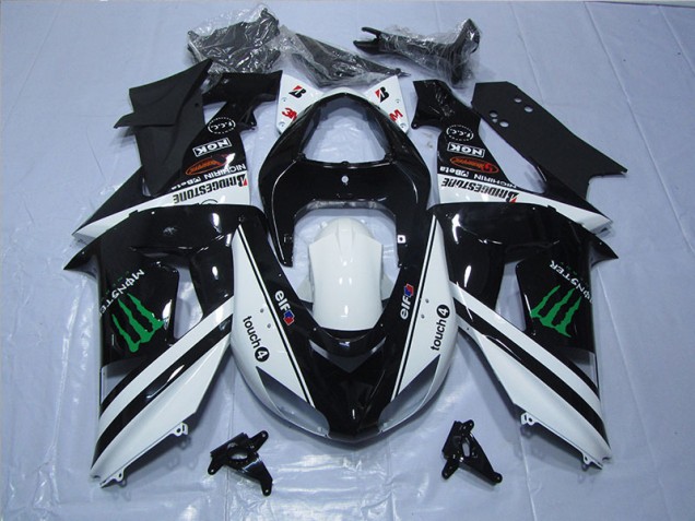 Nero Bianco Monster Touch4 Carene Kawasaki ZX6R 2007-2008 Nero Bianco Monster Touch4 Carene Kawasaki ZX6R 2007-2008