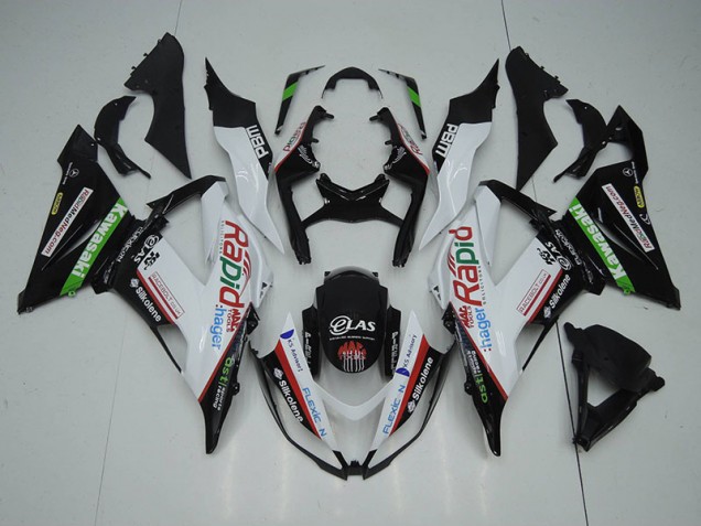 Nero Bianco Rapid Hager Carene Kawasaki ZX6R 2013-2018 Nero Bianco Rapid Hager Carene Kawasaki ZX6R 2013-2018