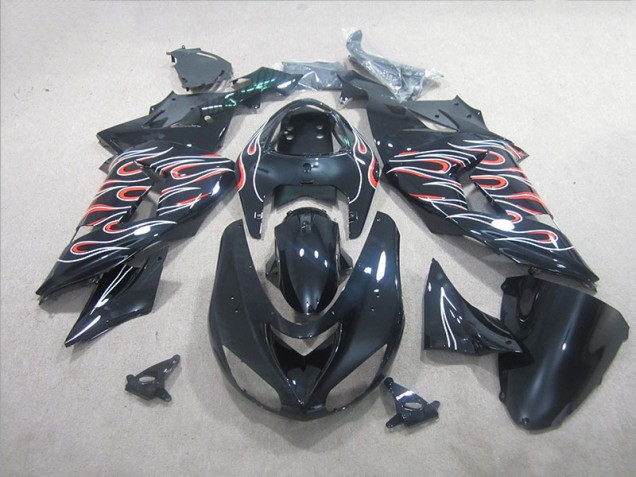 Nero Bianco Rosso Fiamma Carene Kawasaki ZX10R 2006-2007 Nero Bianco Rosso Fiamma Carene Kawasaki ZX10R 2006-2007