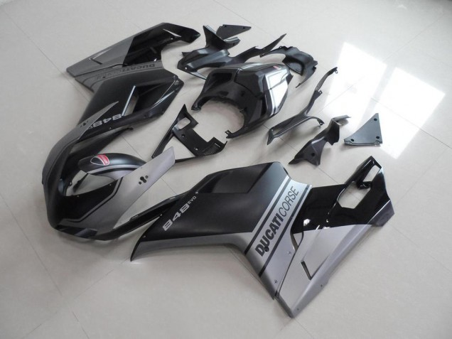 Nero Opaco Argento Stile OEM Carene Ducati 848 1098 1198 2007-2014