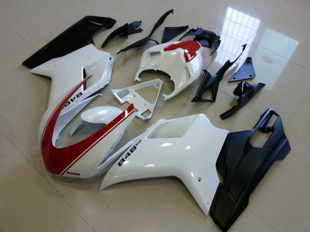 Nero Opaco Bianco con Rosso Banda Carene Ducati 848 1098 1198 2007-2014 Nero Opaco Bianco con Rosso Banda Carene Ducati 848 1098 1198 2007-2014