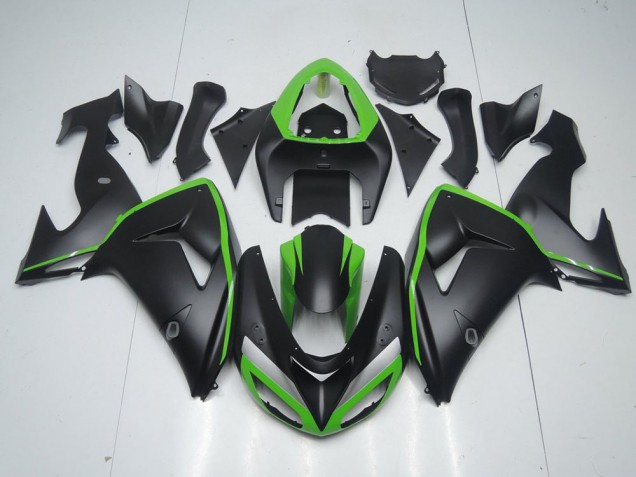 Nero Opaco con Verde Line Carene Kawasaki ZX10R 2006-2007 Nero Opaco con Verde Line Carene Kawasaki ZX10R 2006-2007