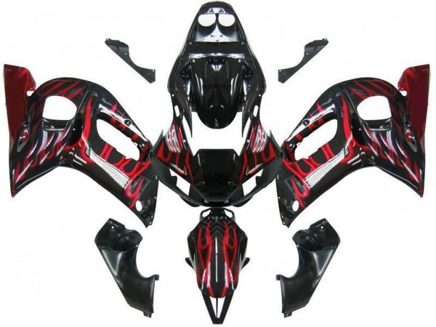 Nero Rosso Fiamma Carene Yamaha R6 1998-2002 Nero Rosso Fiamma Carene Yamaha R6 1998-2002