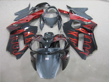 Nero Rosso Fiamma Kit Completo Carenatura ABS Kawasaki ZX6R 2007-2008