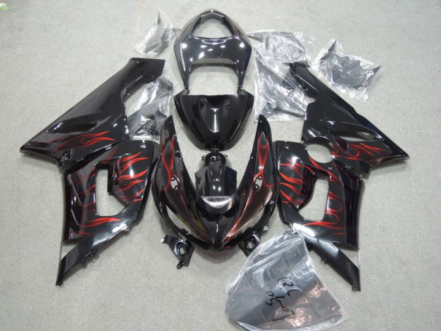 Nero Rosso Fiamma Kits Carenatura Completa Kawasaki ZX6R 2005-2006 Nero Rosso Fiamma Kits Carenatura Completa Kawasaki ZX6R 2005-2006