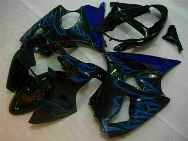 Nero con Blu Fiamma Carene Kawasaki ZX6R 2000-2002 Nero con Blu Fiamma Carene Kawasaki ZX6R 2000-2002