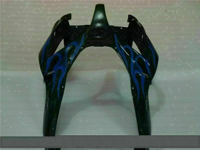 Nero con Blu Fiamma Carene Kawasaki ZX6R 2000-2002 Nero con Blu Fiamma Carene Kawasaki ZX6R 2000-2002