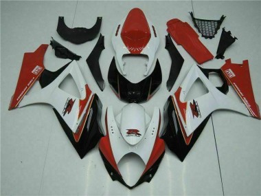 Rosso Bianco ABS Plastica & Carene Suzuki GSXR 1000 K7 2007-2008
