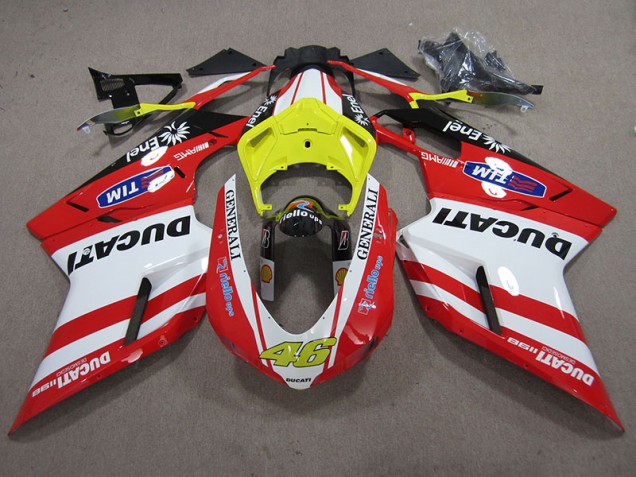 Rosso Bianco Generali 46 Carene Ducati 1098 848 2007-2014 Rosso Bianco Generali 46 Carene Ducati 1098 848 2007-2014