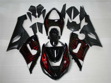 Rosso Nero ABS Kits Carena Kawasaki ZX6R 2005-2006