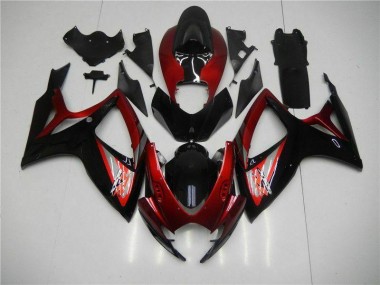 Rosso Nero Kit Carenatura Iniezione Suzuki GSXR 600 / 750 K6 2006-2007